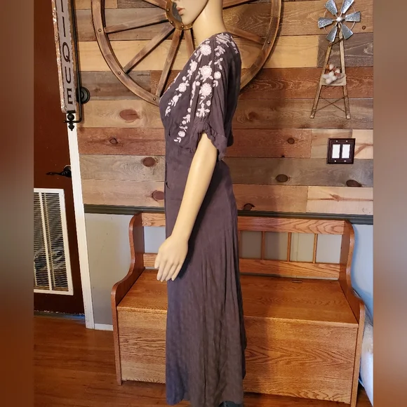 Free People Love To Love You Grey Midi Dress - Picture 7 of 10